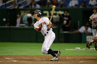 石川 駿選手の二塁打